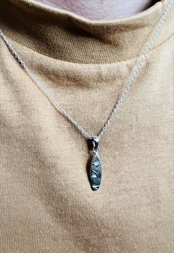 Mens Surfboard Beach pendant necklace - 925 Sterling 