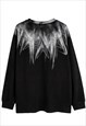 GRAFFITI LONG SLEEVE T-SHIRT PAINT SPLATTER TOP IN BLACK