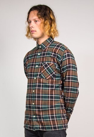 VINTAGE 90'S GREEN CHECK PATTERN CARHARTT FLANNEL SHIRT