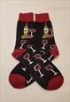 RED WINE PATTERN COZY SOCKS IN RED COLOR