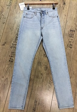 Stretchy Straight Leg 501 Pale Blue Levi Jeans