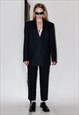 90'S VINTAGE BOSSY PINSTRIPE WOOL SUIT IN DEEP NAVY