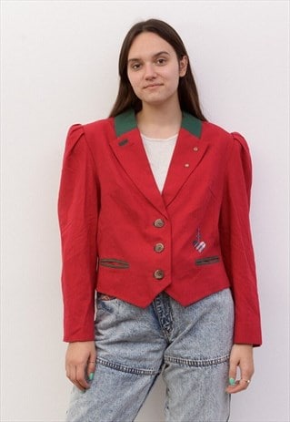ALPHORN Vintage Women's L Blazer Linen Jacket Trachten