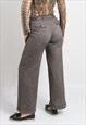 VINTAGE WOOL PANTS IN BROWN WIDE LEG FLARED TROUSERS