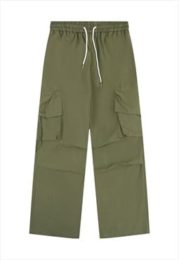 Cargo pocket joggers utility pants skater trousers in green