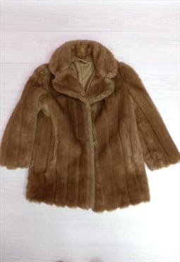80's Vintage Bickley Faux Fur Coat Brown