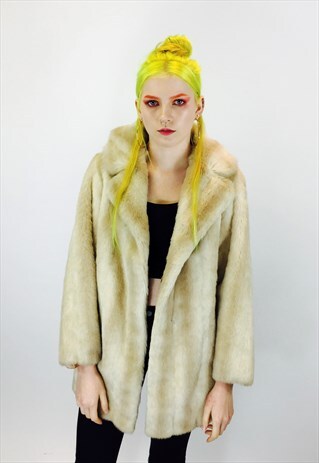 VINTAGE 80S FAUX FUR COAT