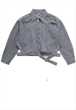 Grunge denim jacket crop jean bomber gorpcore coat in blue