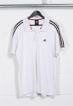 Vintage Adidas Polo Shirt in White Short Sleeve Tee XL