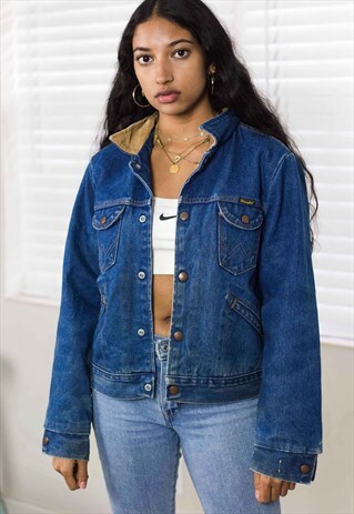VINTAGE WRANGLER DENIM JACKET LOGO 90S XL 33.9