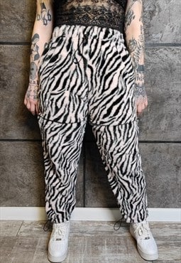 Zebra fleece joggers handmade 2in1 animal overalls in pink