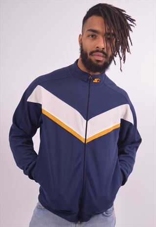 STARTER MENS VINTAGE TRACKSUIT TOP JACKET SMALL BLUE 90S