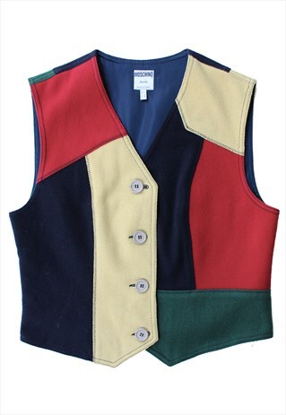 VINTAGE MOSCHINO COLOR BLOCK PATCHWORK GILET