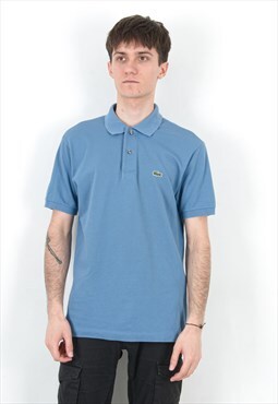 Vintage Men's M Polo Casual Shirt Short Sleeve Cotton Blue