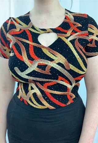 Reworked vintage crop top with cut out detail
