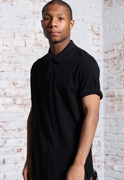 Vintage Best Company Embroidered Logo Polo Shirt Black