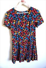 Vintage 90s Floral Dress Flowers Short sleeves Midi Romantic