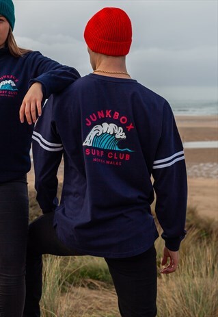 LONG-SLEEVED GRAPHIC SWEATSHIRT NAVY SURF CLUB BACK PRINT