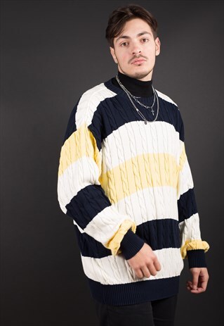 YELLOW STRIPED PAUL & SHARK KNIT JUMPER