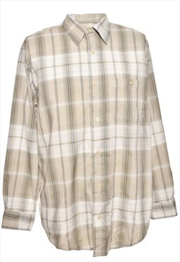 Grey & Cream Haggar Long-Sleeved Checked Shirt - L
