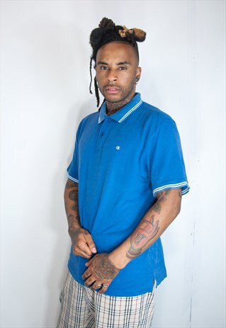 BLUE CHAMPION EMBROIDED T SHIRT