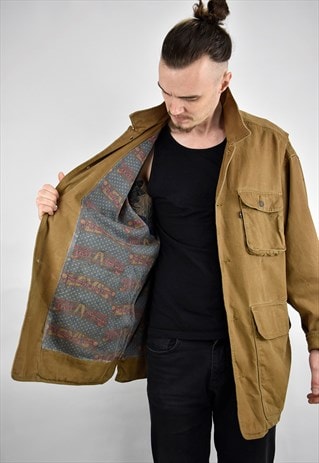 VINTAGE LEVI'S 90S HEAVY CANVAS COTTON PATTERN LINED JACKET