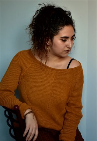 VINTAGE 90S ESPRIT ORANGE LARGE NECK BLOUSE