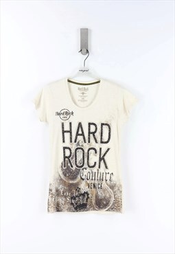 Vintage Hard Rock Cafe Venice T-Shirt in Cream  - M