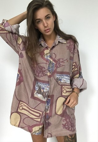 PATTERNED OVERSIZED RETRO VINTAGE UNISEX FESTIVAL SHIRT