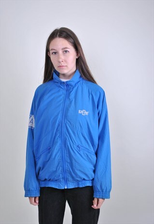 VINTAGE WINDBREAKER, BLUE SPORT SUIT TOP, SIZE L