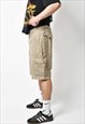 MEN'S VINTAGE CARGO SHORTS BROWN BEIGE MULTI POCKET HIKING