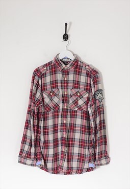 Vintage nautica checked shirt red tartan medium BV9506