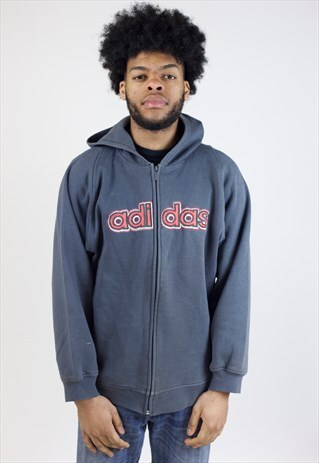 VINTAGE 90S ADIDAS GREY ZIP-UP HOODIE