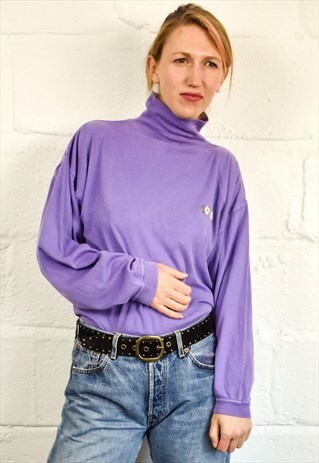 VINTAGE 90S PURPLE LONG SLEEVE HIGH NECK TOP