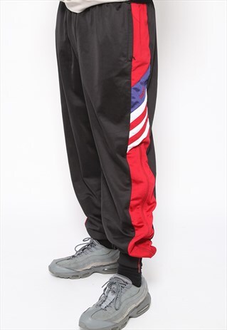 VINTAGE ADIDAS 3 STRIPE LOGO TRACK BOTTOMS BLACK