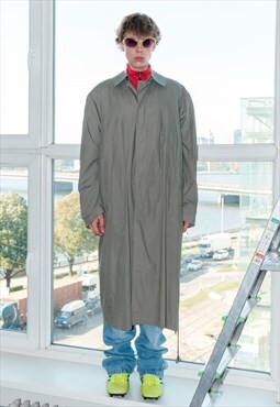 90's Vintage classy tie waist trench coat in light olive