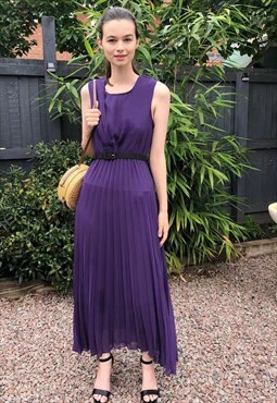 Pleated Maxi dress bridal wedding party in purple color
