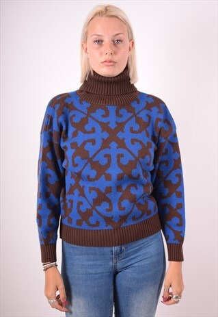 VALENTINO WOMENS VINTAGE JUMPER SWEATER LARGE BLUE 90S