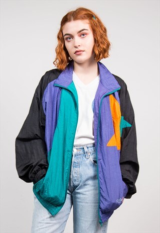 90'S VINTAGE BRIGHT STAR DETAIL SHELL TRACKSUIT TOP