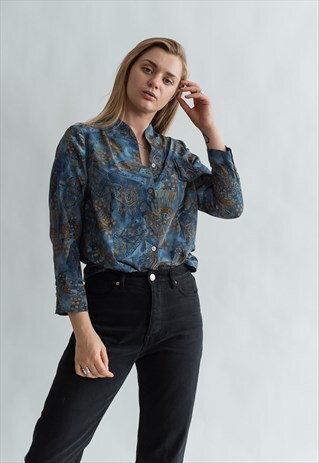 VINTAGE 70S BOHO BLOUSE IN ROUND NECK