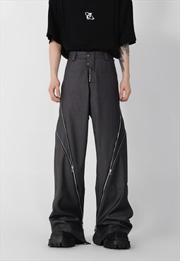 Zipper-slit Pants in Grey