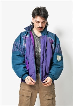 80s vintage ski jacket purple blue unisex retro multi coat