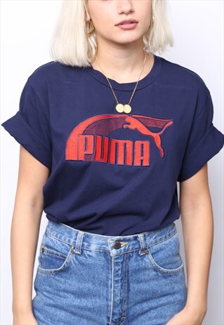 VINTAGE 90S PUMA NAY RED EMBROIDERED TOP T-SHIRT