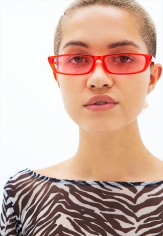 TRUDY - 90'S TINY SPORTY RED SUNGLASSES