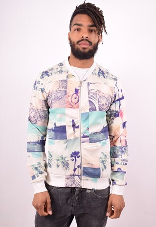 MENS VINTAGE TRACKSUIT TOP JACKET MEDIUM MULTI 90S
