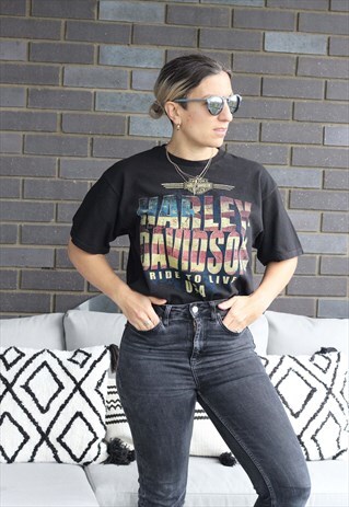 VINTAGE Y2K HARLEY DAVIDSON BLACK MYRTLE BEACH T SHIRT