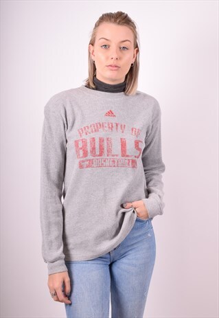 ADIDAS WOMENS VINTAGE TOP LONG SLEEVE LARGE GREY 90S