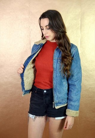 90'S VINTAGE SHERPA LINED DENIM JACKET