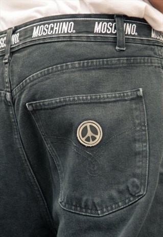 VINTAGE MOSHCINO STRAIGHT LEGGED JEANS IN BLACK