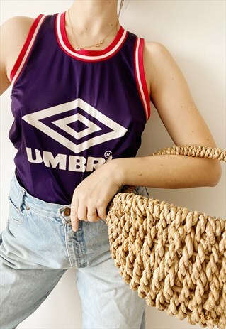 VINTAGE 90S SLOGAN UMBRO FESTIVAL TANK TOP T-SHIRT TEE JERSE